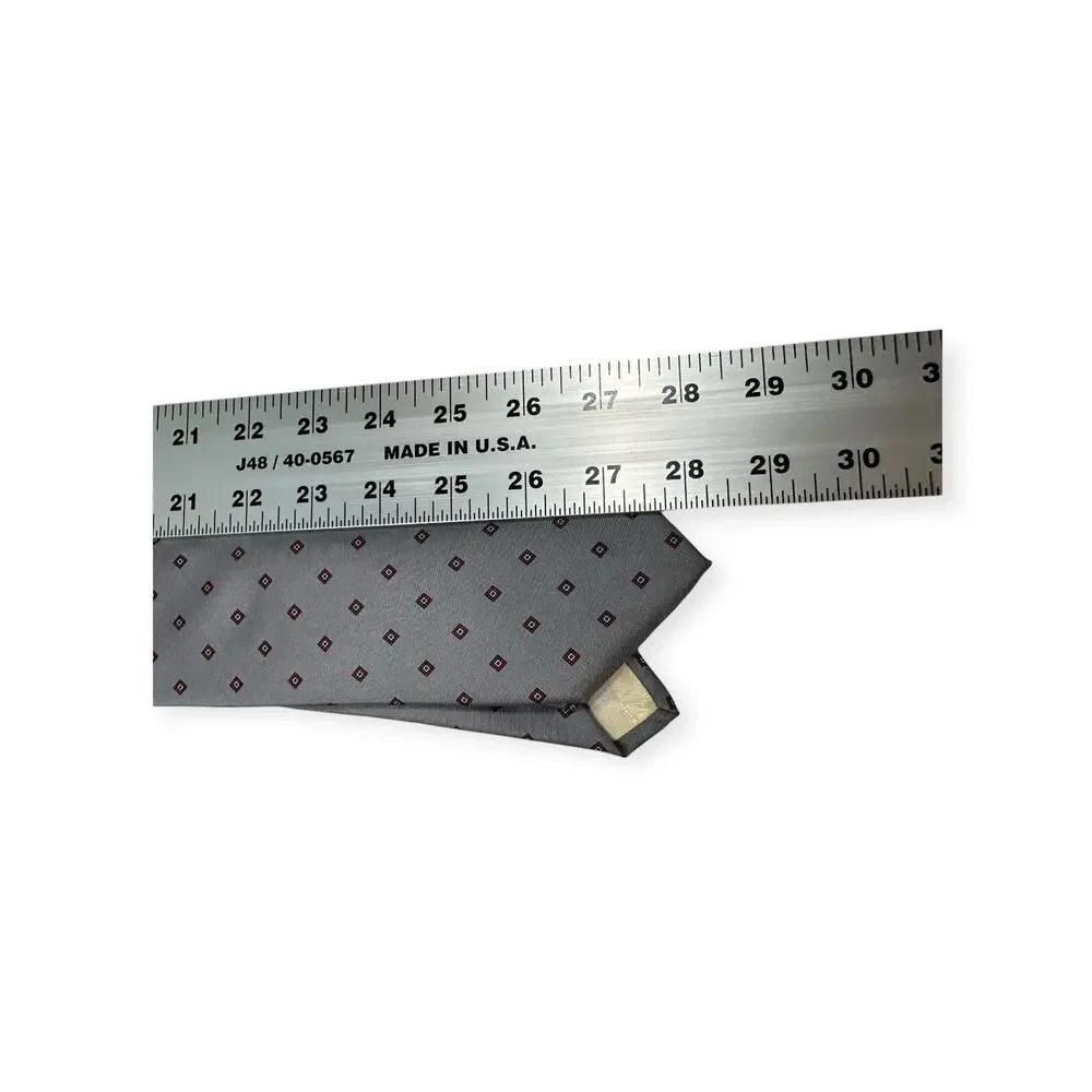 Neil Martin Tie Mens OS Silver Grey Geometric Italian‎ Silk Handmade Old Money